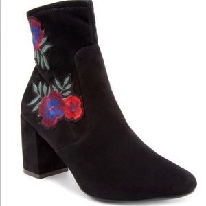 Rampage Black Embroidered Suede Boots